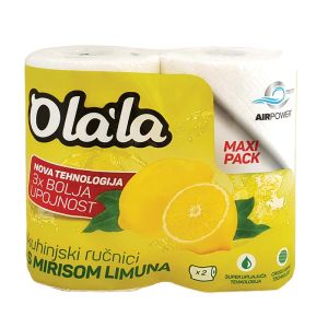 Ručnici papirnati bijeli Olala limun maxi, troslojni, rola 22cm, 2/1