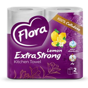 Ručnici papirnati bijeli Flora Extra Strong limun, troslojni, 2/1