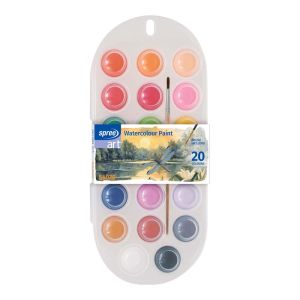 Boje vodene Spree 20 boja+kist u plastičnoj kutiji