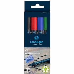 Flomaster Schneider, permanent marker, Maxx 130, 1-3 mm, set od 4 boje, PVC etui