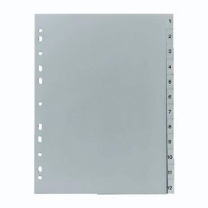 Pregrada plastična A4, 1-12, Herlitz, siva