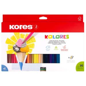 Bojice drvene Kores trobridne 36/1+šiljilo KOR100136